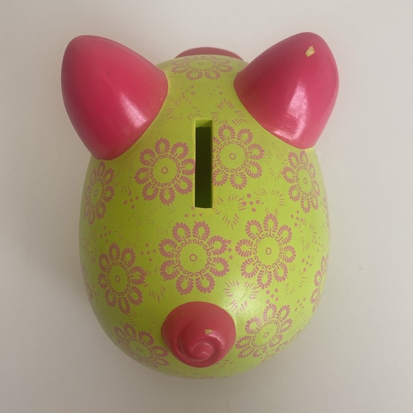 Ceramic Piggy Bank Floral Print Save Money Pop Art Decor Home Accents Office - Picture 5 of 9